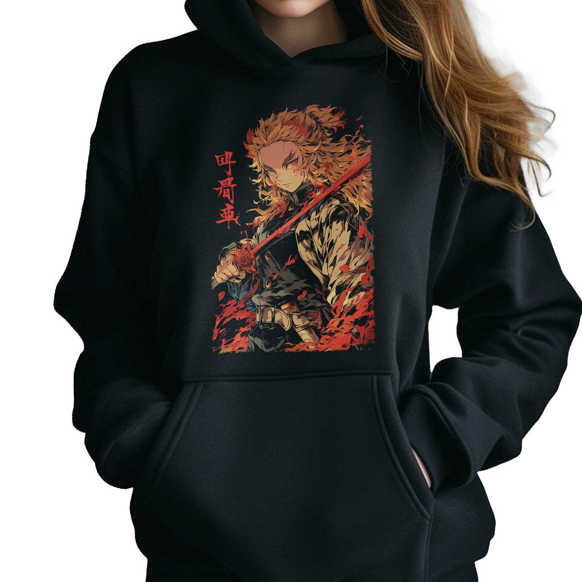 canguro-anime-mujer-negro-multicolor-kyojuro-rengoku-demon-slayer
