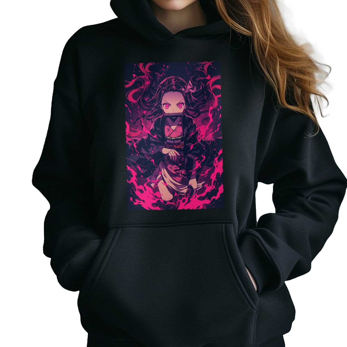 canguro-anime-mujer-nezuko-kamado-pink-fire-demon