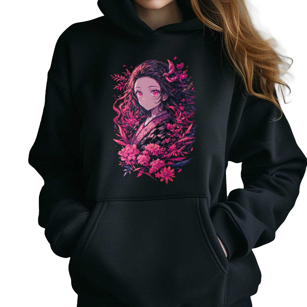 canguro-anime-nezuko-kamado-flores-rosas-animada