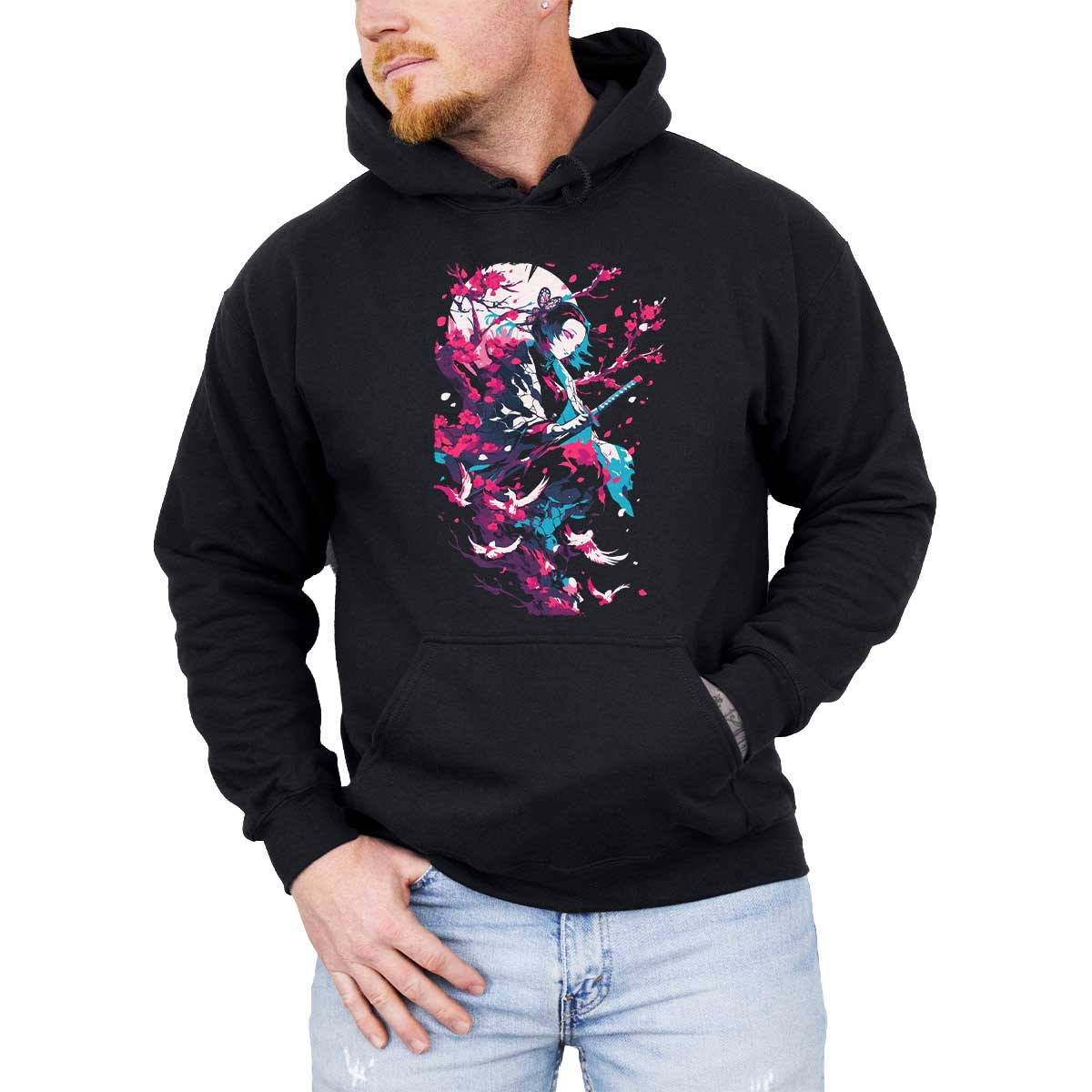 hoodie-anime-enmu-demon-y-flores-cerezo