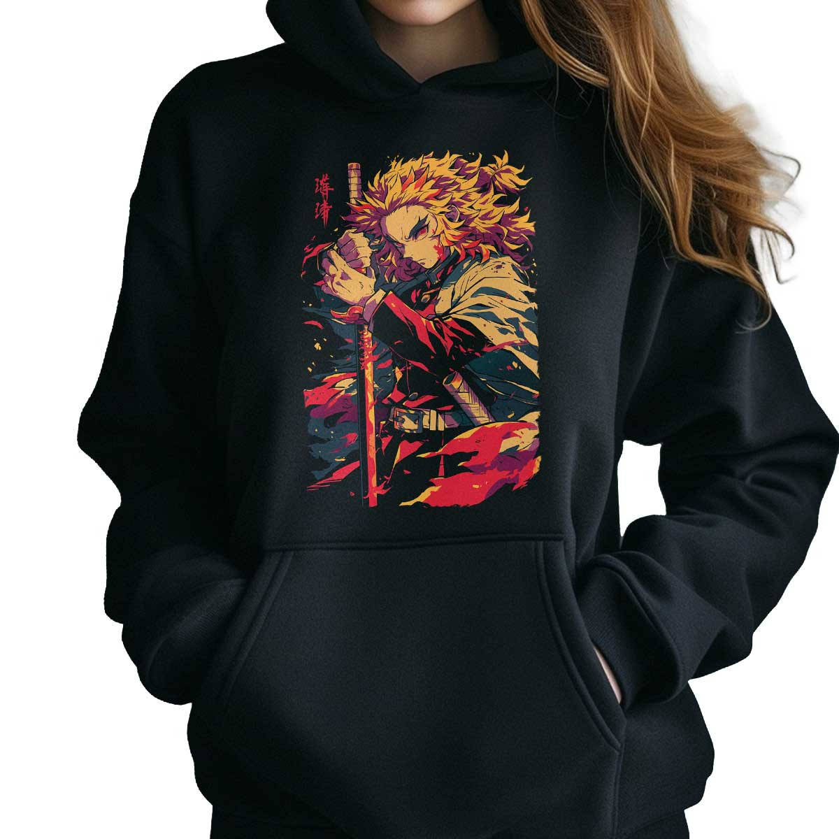hoodie-anime-mujer-kyojuro-rengoku-sword-demon-slayer