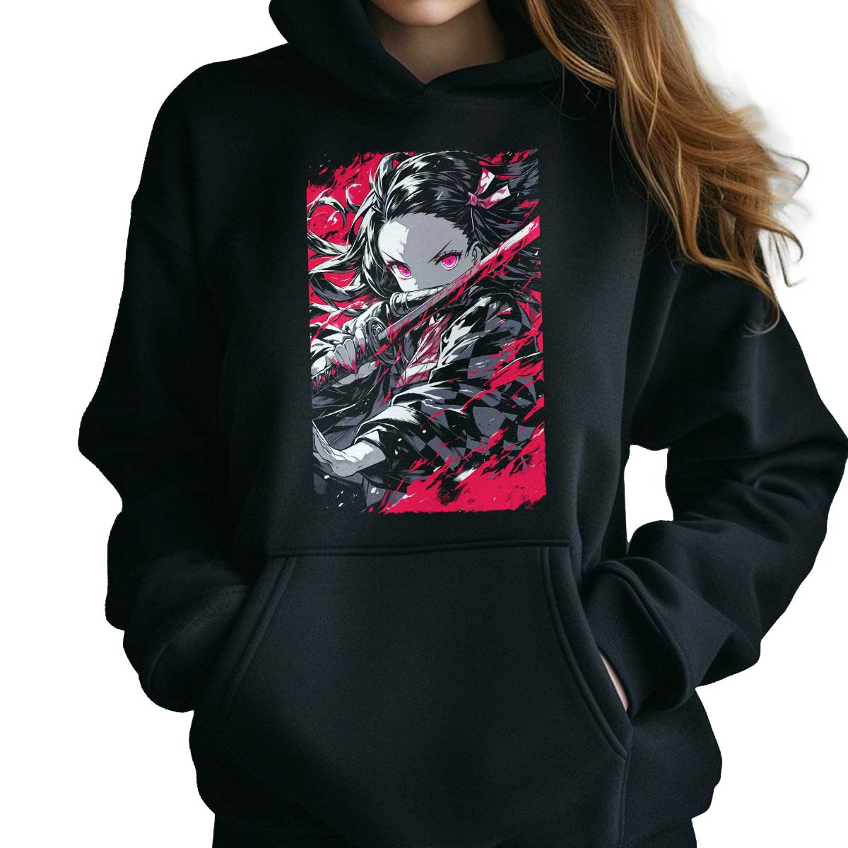 hoodie-anime-mujer-nezuko-kamado-demon-slayer