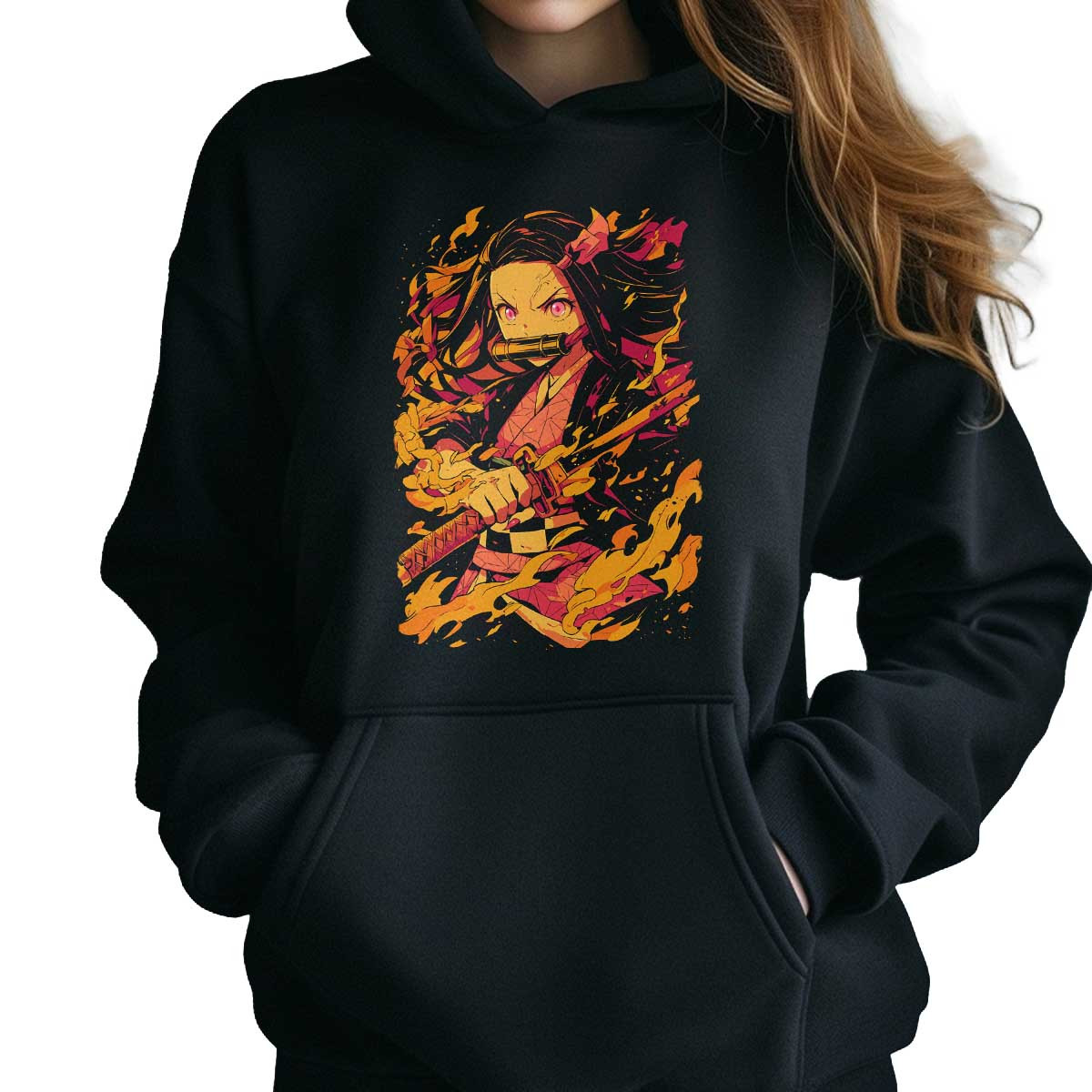 hoodie-anime-mujer-nezuko-kamado-estilo-pinkflame