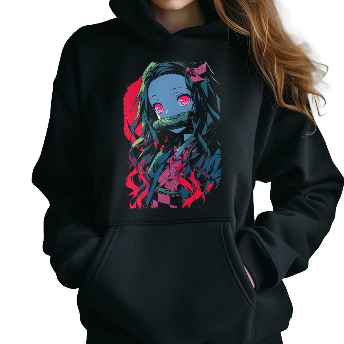 hoodie-anime-mujer-nezuko-kamado-face-closeup