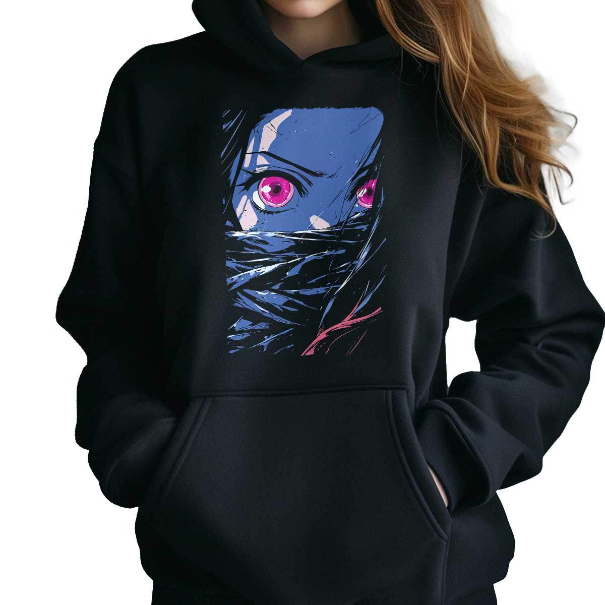 hoodie-anime-mujer-nezuko-kamado-ojos-detalle-closeup