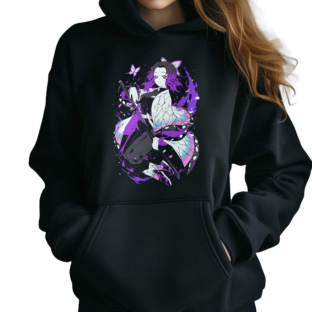 hoodie-anime-mujer-shinobu-kocho-purple-fire