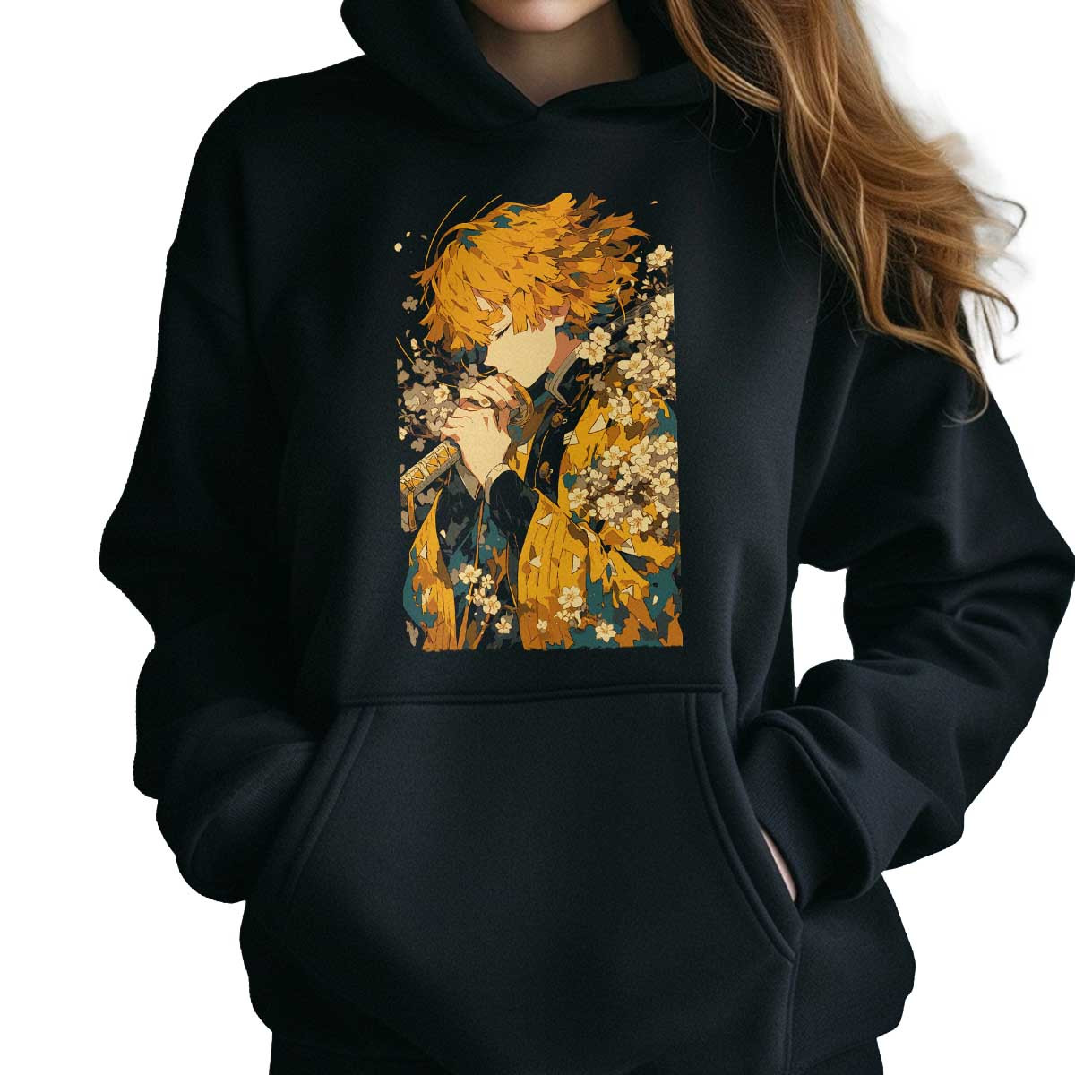 hoodie-anime-mujer-zenitsu-agatsuma-flores-cerezo
