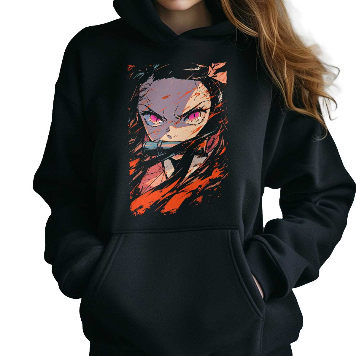 hoodie-anime-nezuko-kamado-face-closeup-luminosidad-personalizadas