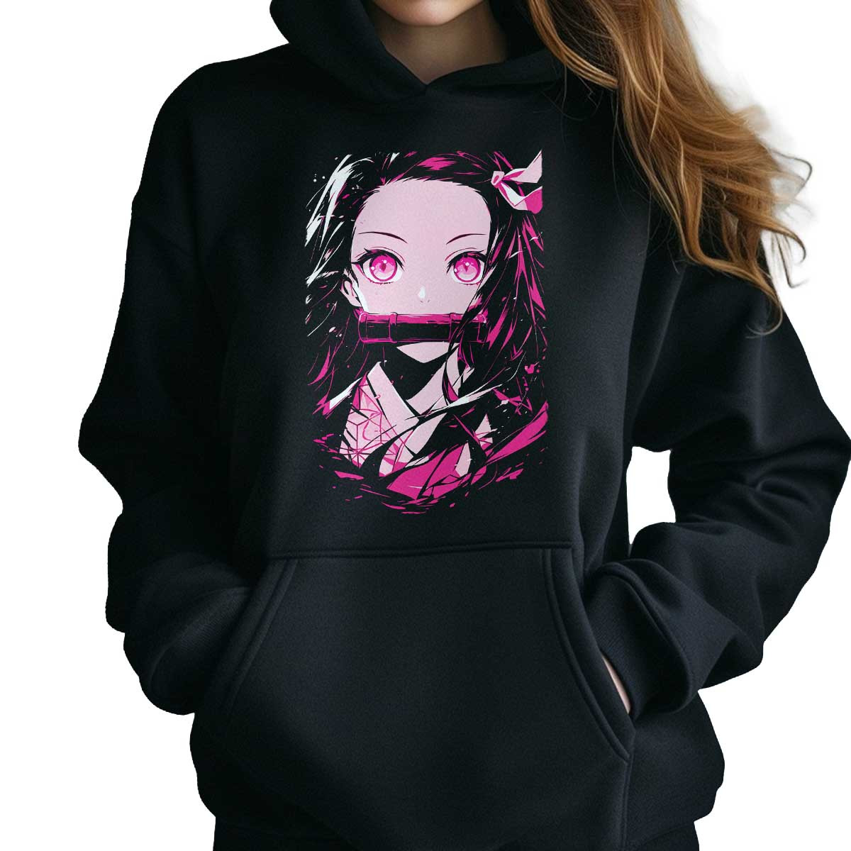 hoodie-anime-nezuko-kamado-face-en-primer-plano