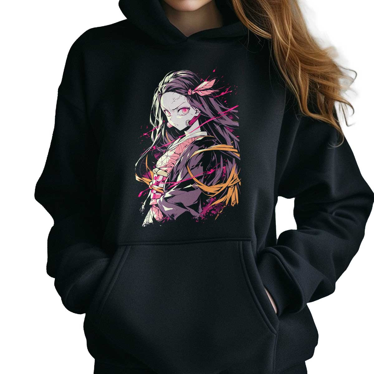 hoodie-anime-nezuko-kamado-negro-m-gico-demon-slayer