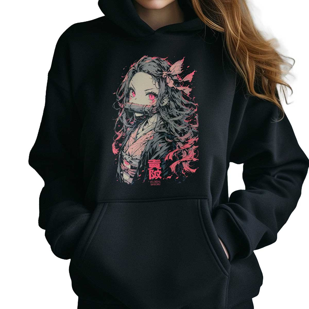 hoodie-anime-nezuko-kamado-personalizada-y-simplicidad