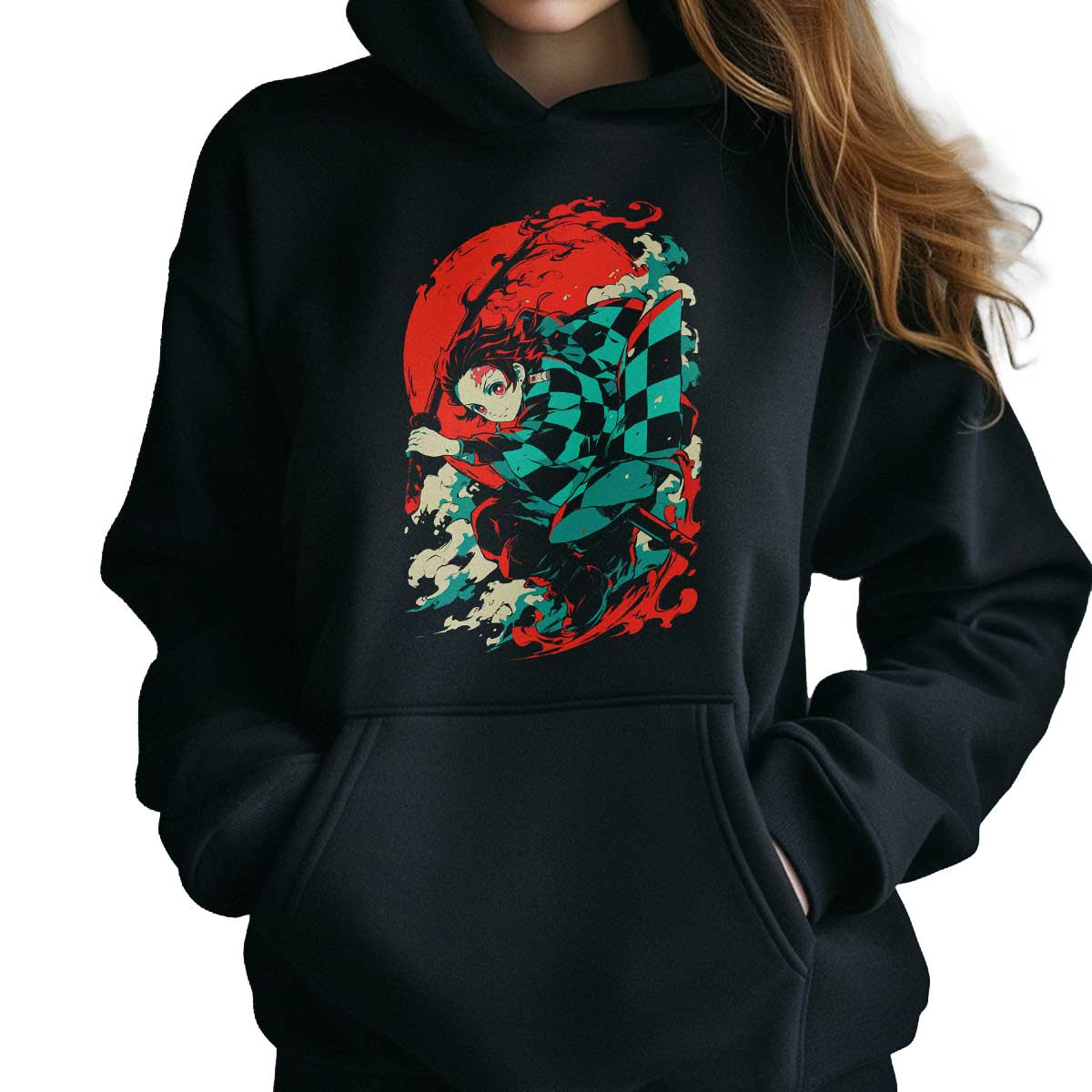 hoodie-anime-tanjiro-kamado-bajo-la-luna