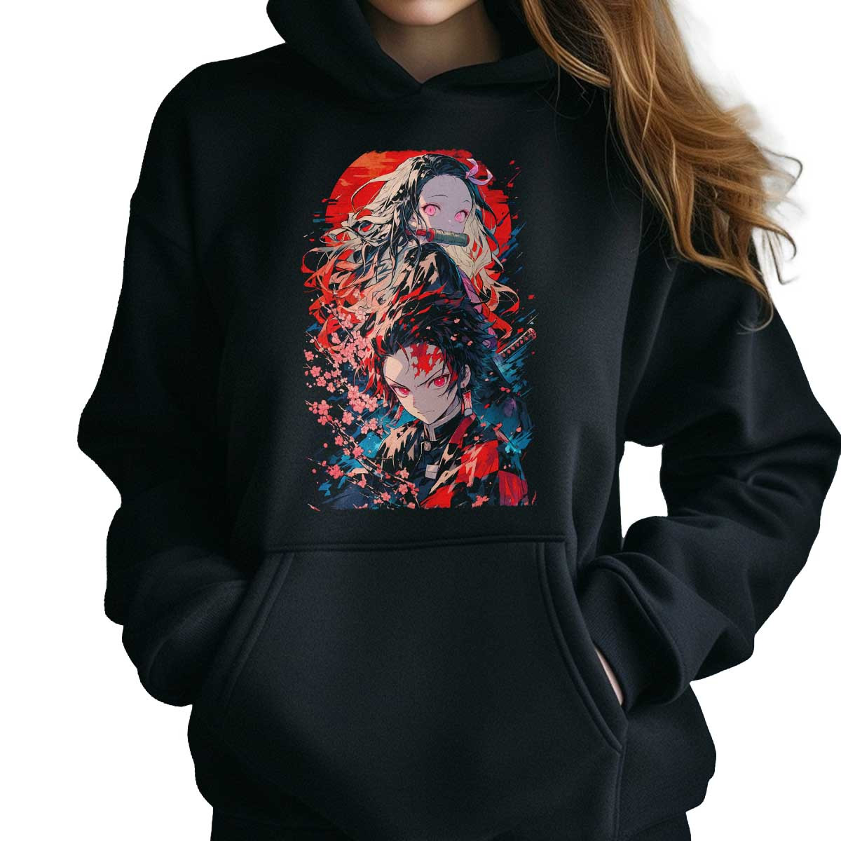 hoodie-anime-zenitsu-agatsuma-y-nezuko-kamado-efecto-visual