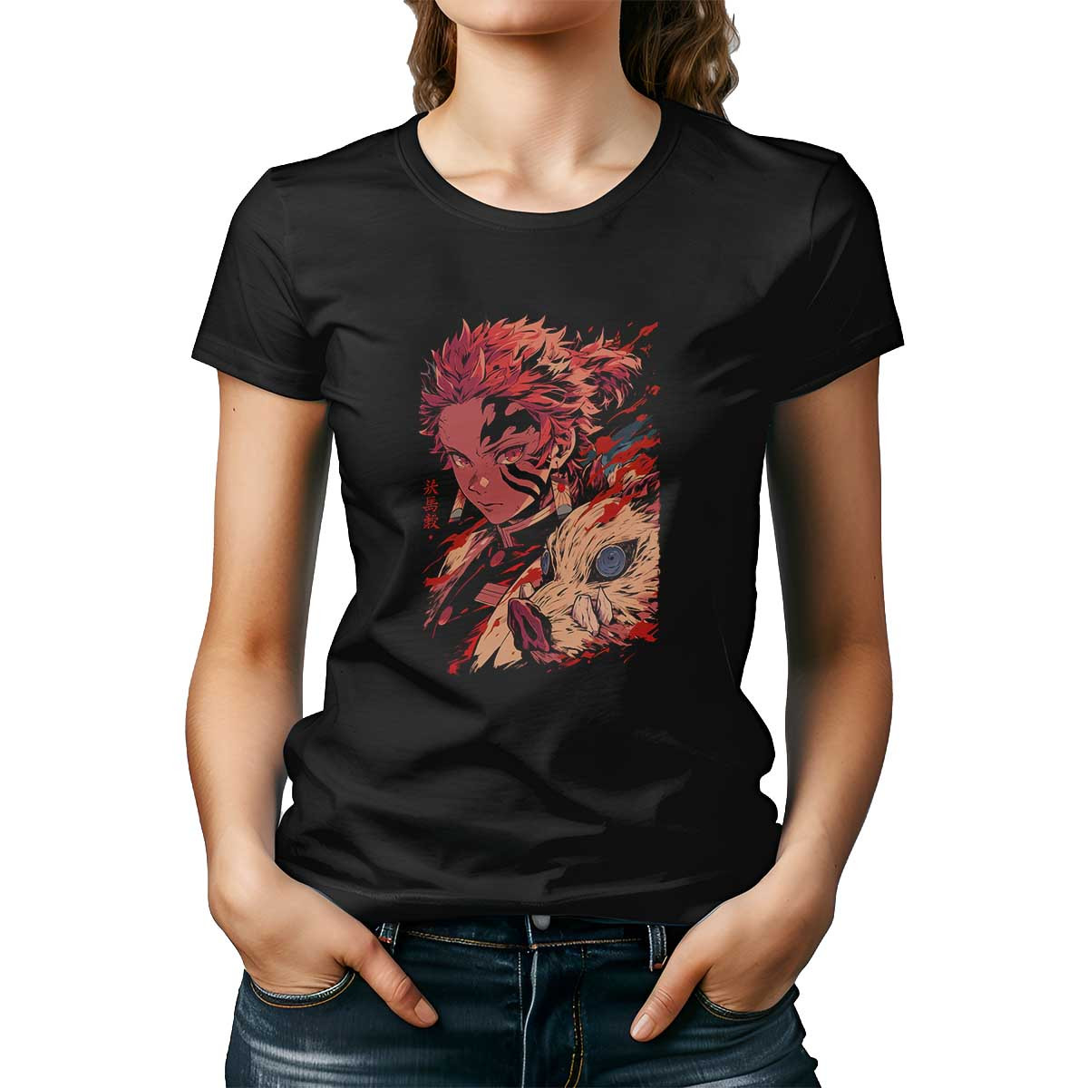 polera-alta-calidad-expresividad-akaza-demon-slayer