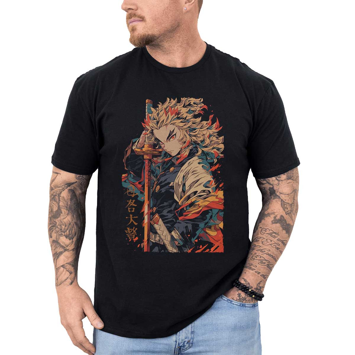 polera-anime-efecto-visual-kyojuro-rengoku-llamas-demon-slayer