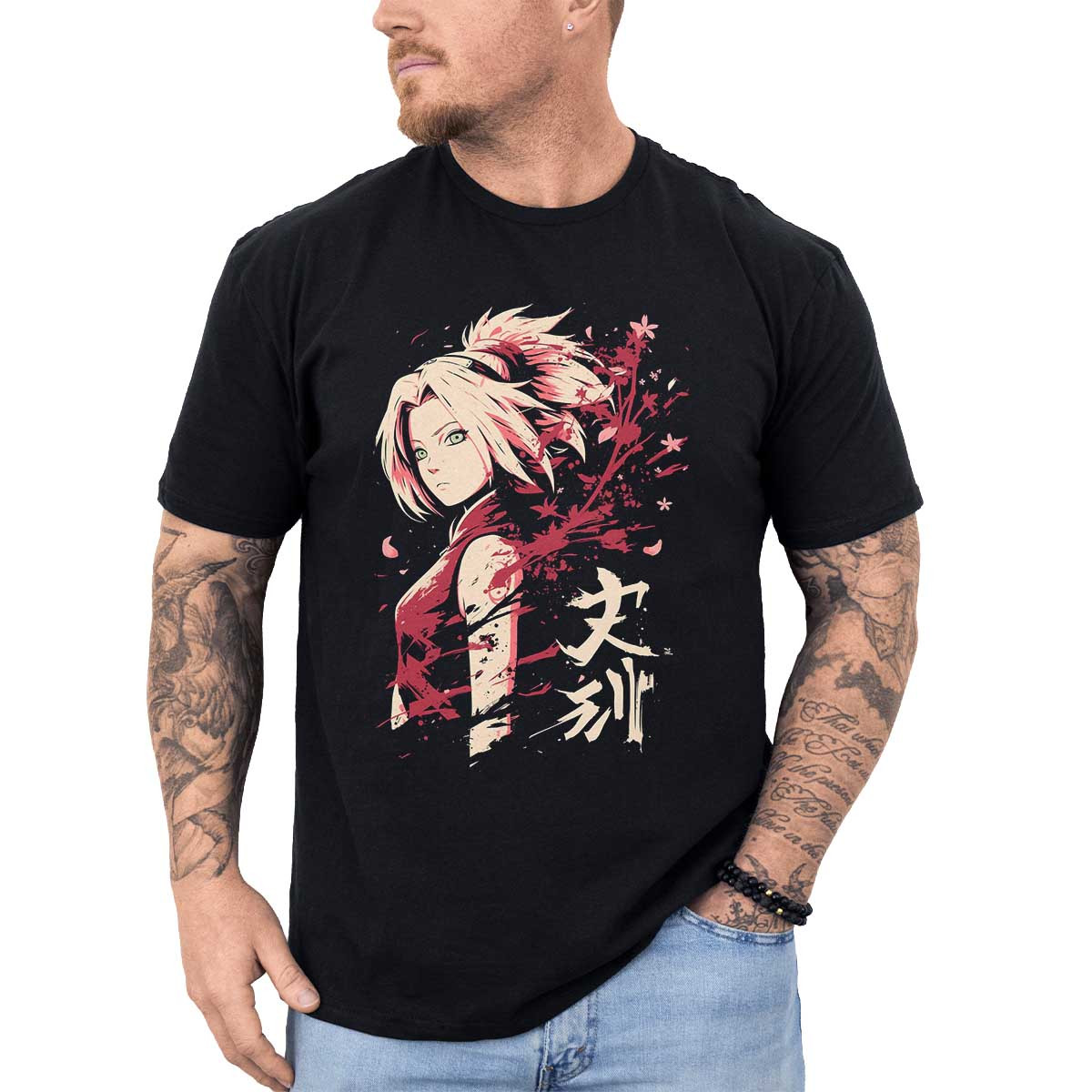 polera-anime-sakura-haruno-estilo-tinta-design-ninja-floral
