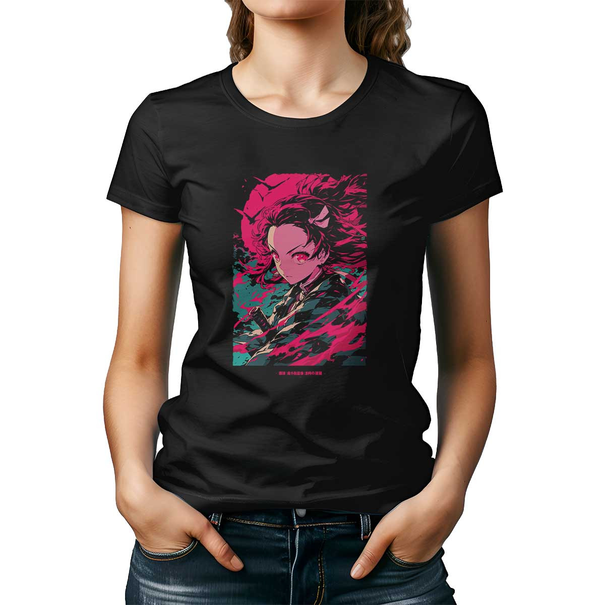 polera-estampada-frontal-textura-nezuko-kamado-demon-slayer