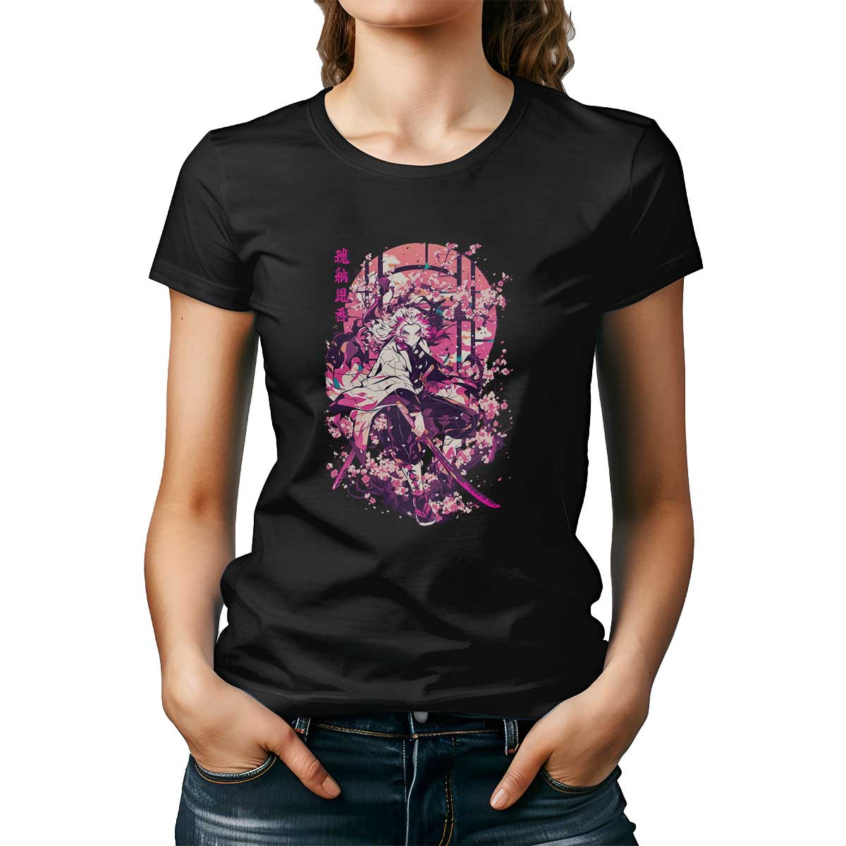 polera-mujer-dise-o-akaza-demon-con-cerezos-en-flor