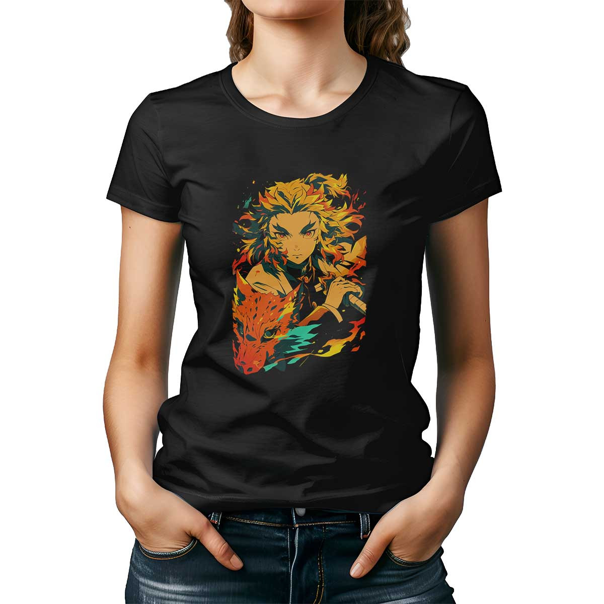 polera-mujer-estampada-frontal-kyojuro-rengoku