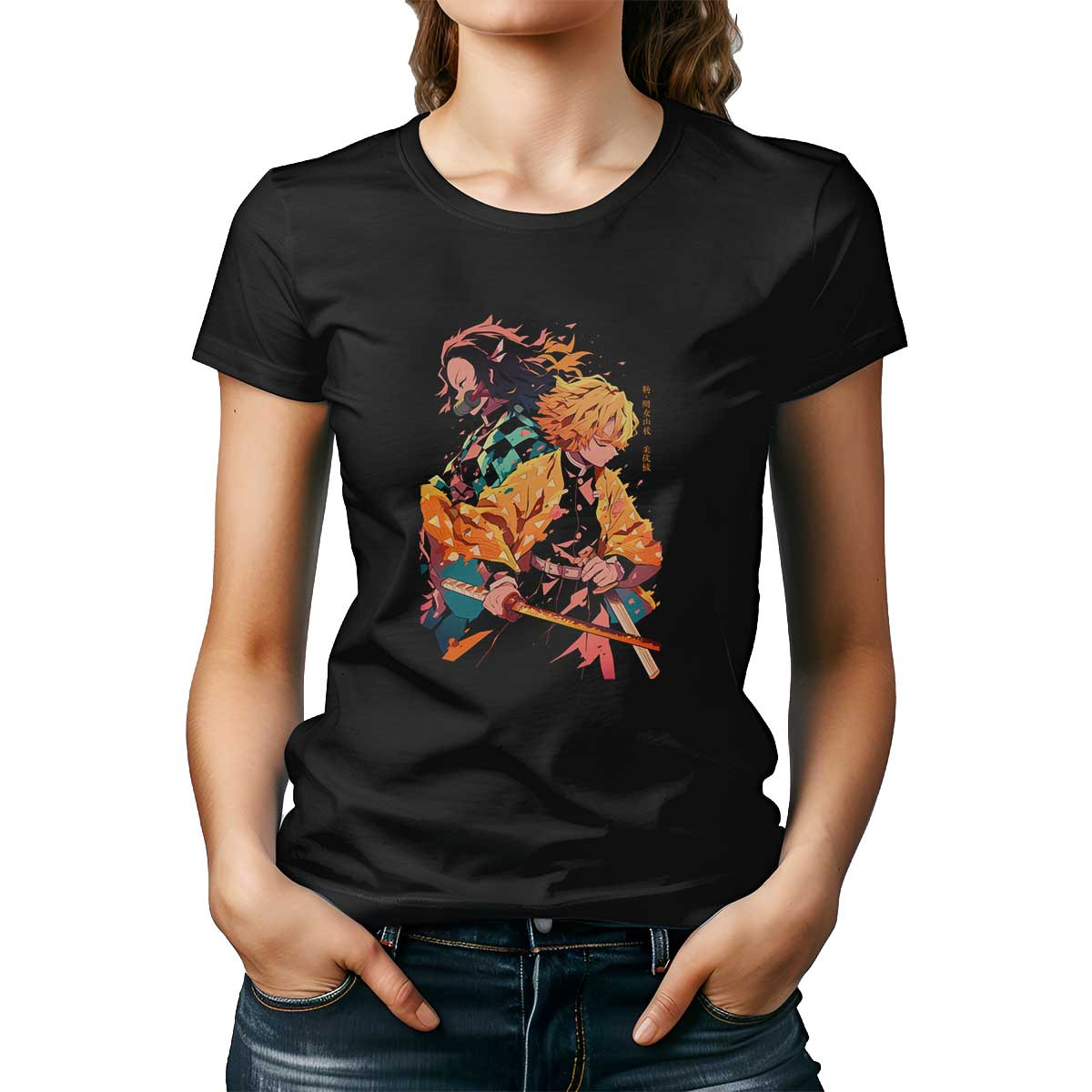 polera-mujer-negro-simetr-a-zenitsu-agatsuma-tanjiro-kamado