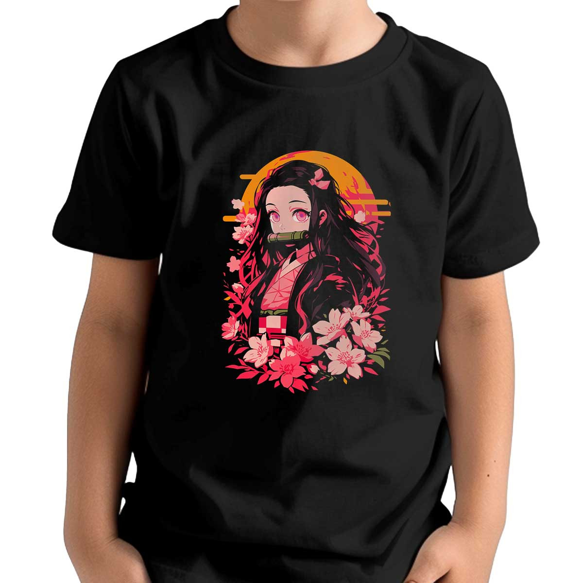 polera-nezuko-kamado-en-dise-o-de-flores-rosadas-luminosas