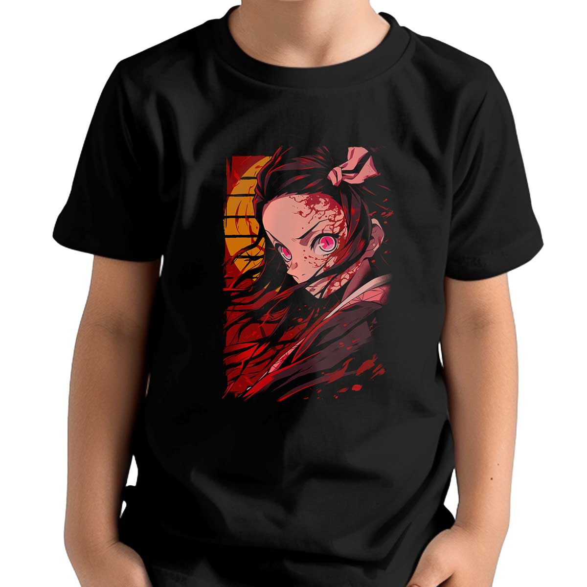 polera-ni-os-estampada-nezuko-kamado-closeup