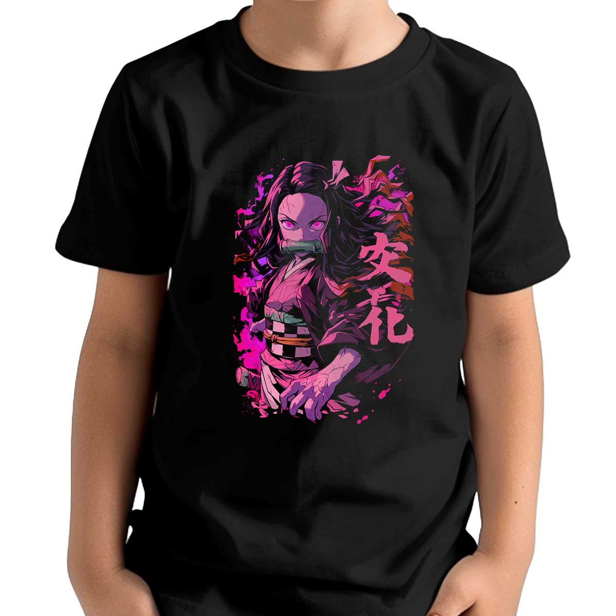polera-unisex-dise-o-nezuko-kamado-estilo-tinta