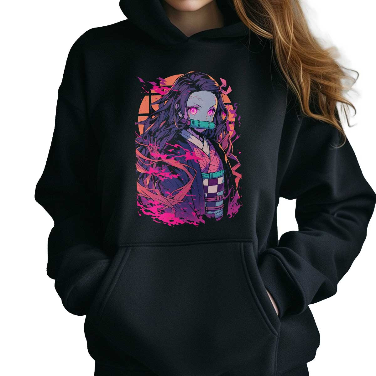 poleron-anime-nezuko-kamado-estampada-frontal