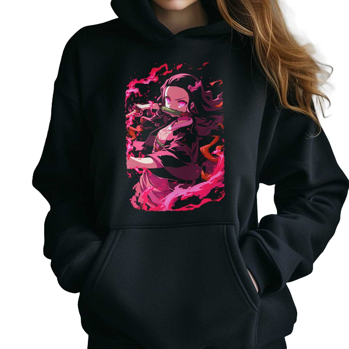 poleron-anime-nezuko-kamado-rosa-fuego-demon-aco