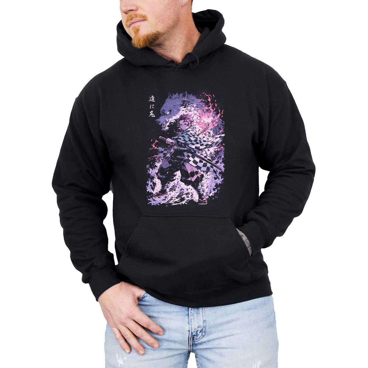 polerones-anime-hombre-akaza-demon-fighting-luminosidad