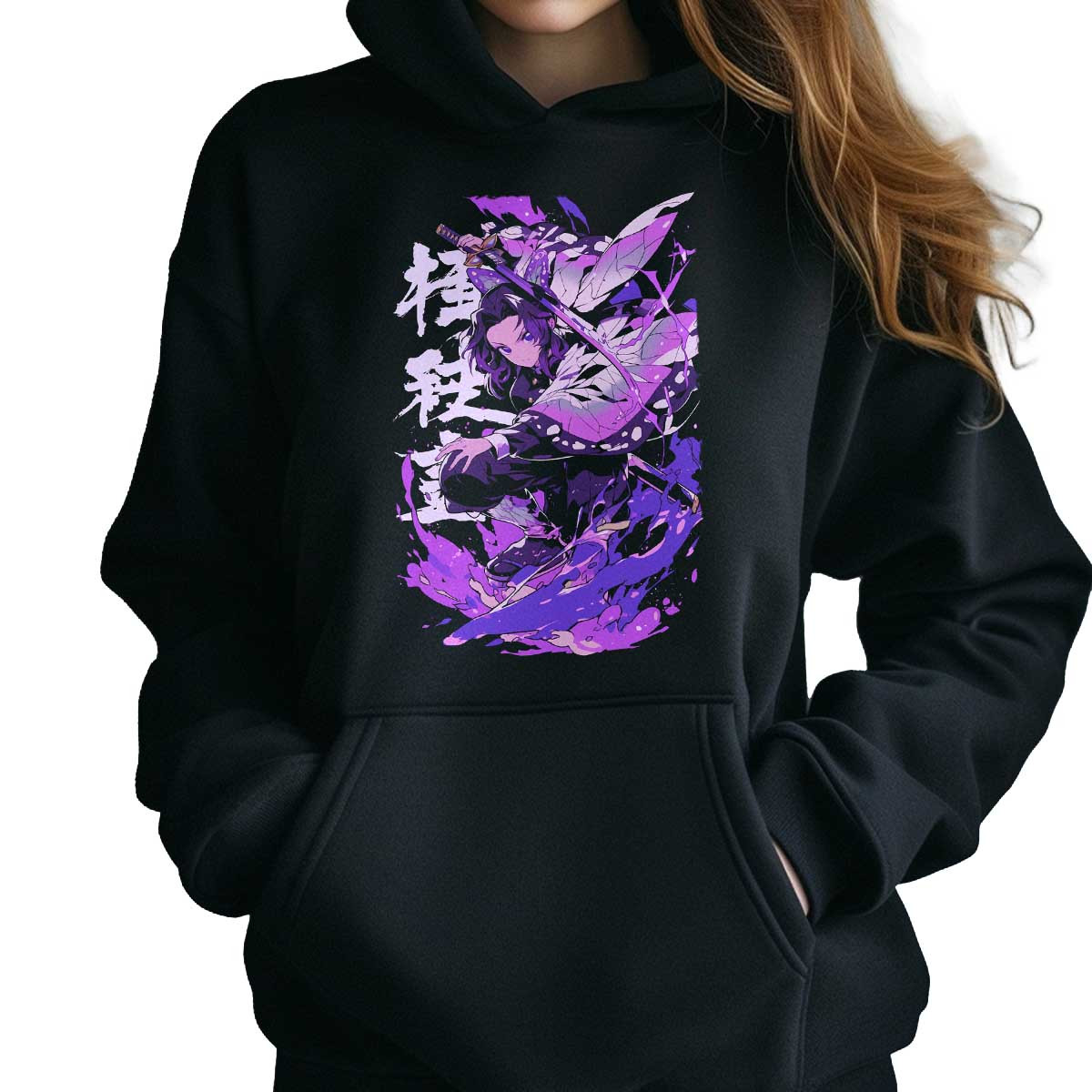polerones-anime-mujer-estampada-frontal-minimalismo-shinobu-kocho-purple-lightning