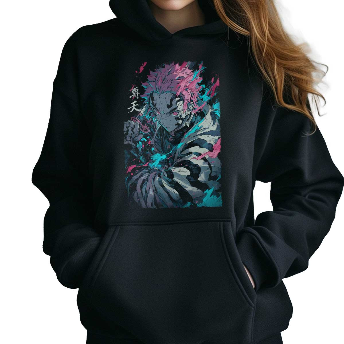polerones-anime-mujer-suave-creatividad-akaza-demon-slayer