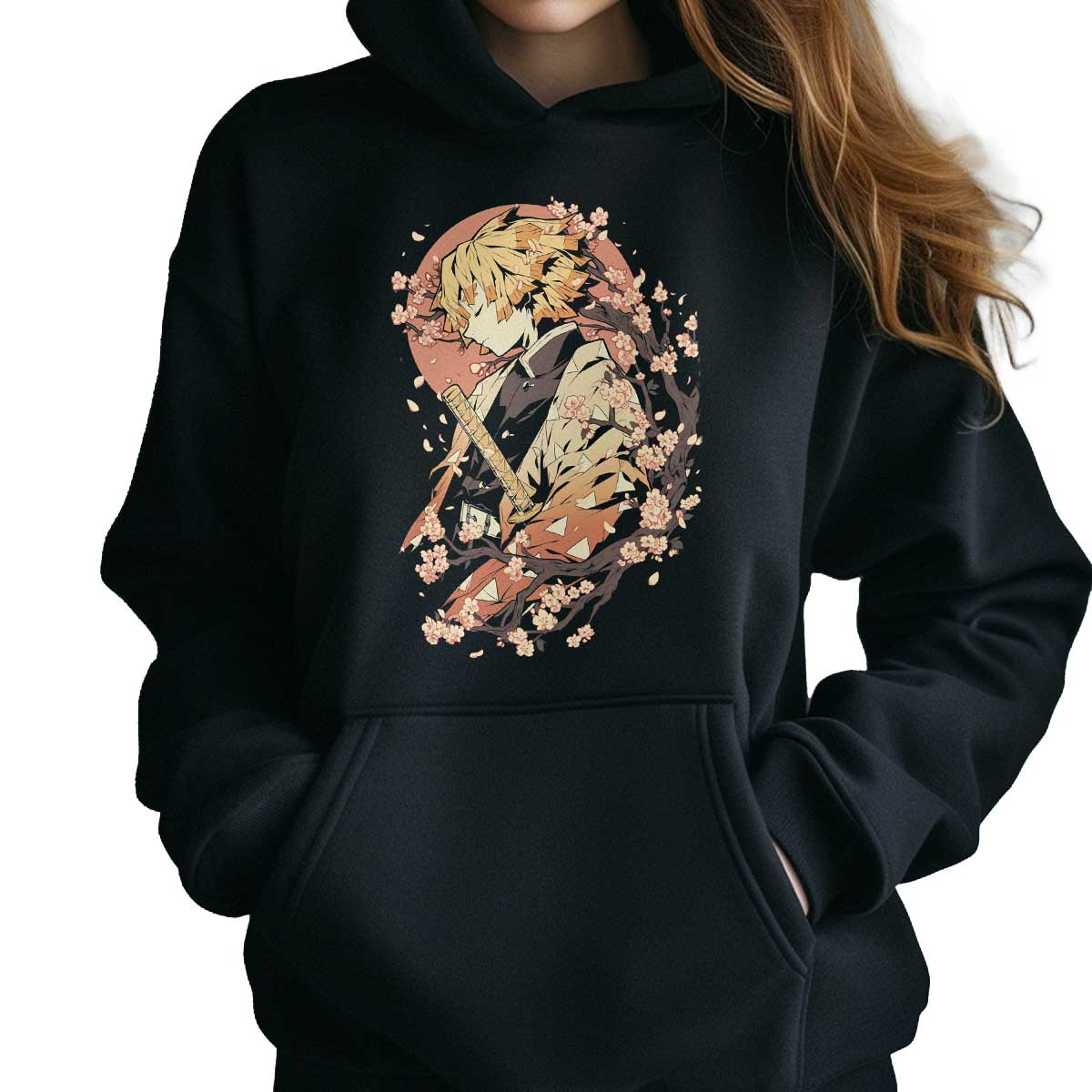 polerones-anime-mujer-zenitsu-agatsuma-flores-de-cerezo