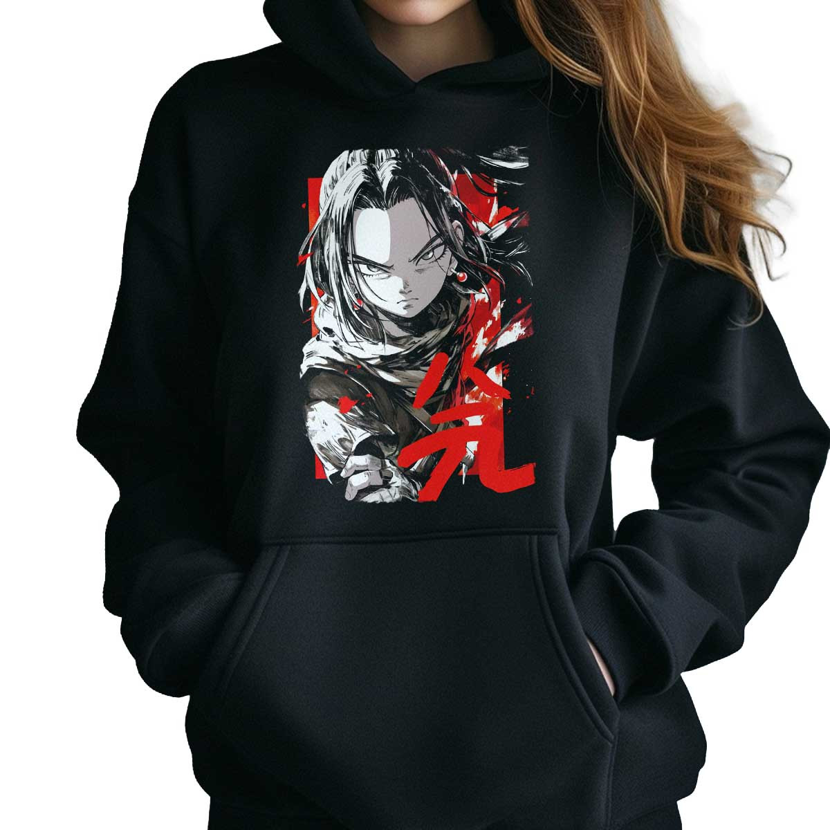 canguro-anime-mujer-negra-estilo-tinta-en-colores-apagados-y-rojos
