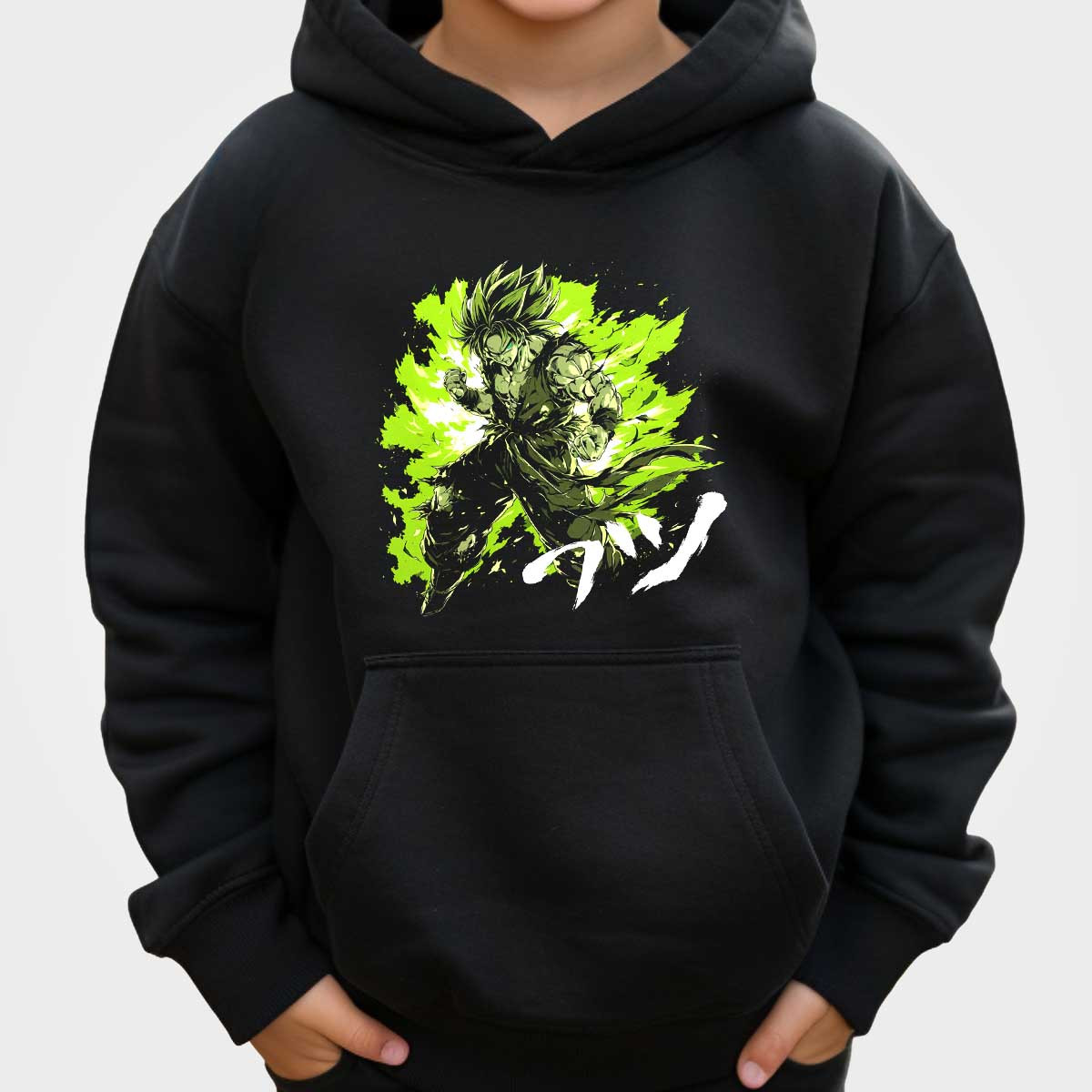 canguro-anime-unisex-goku-con-fuego-y-hielo-en-verde-dr-25