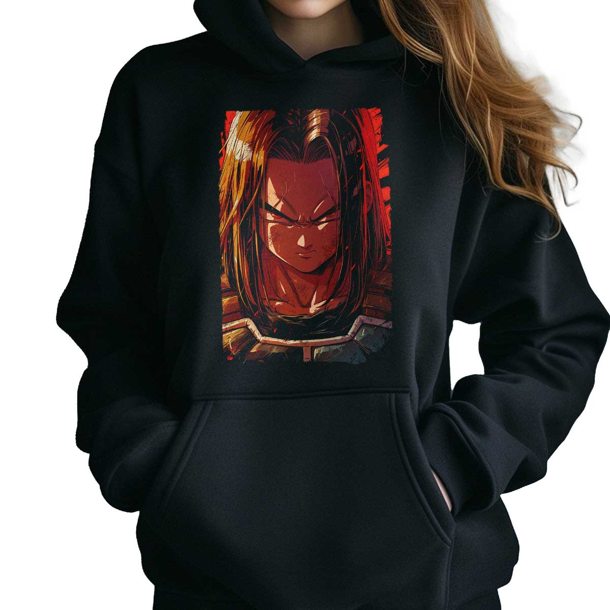 hoodie-anime-android-17-full-power-colores-vibrantes-choco-y-salm-n