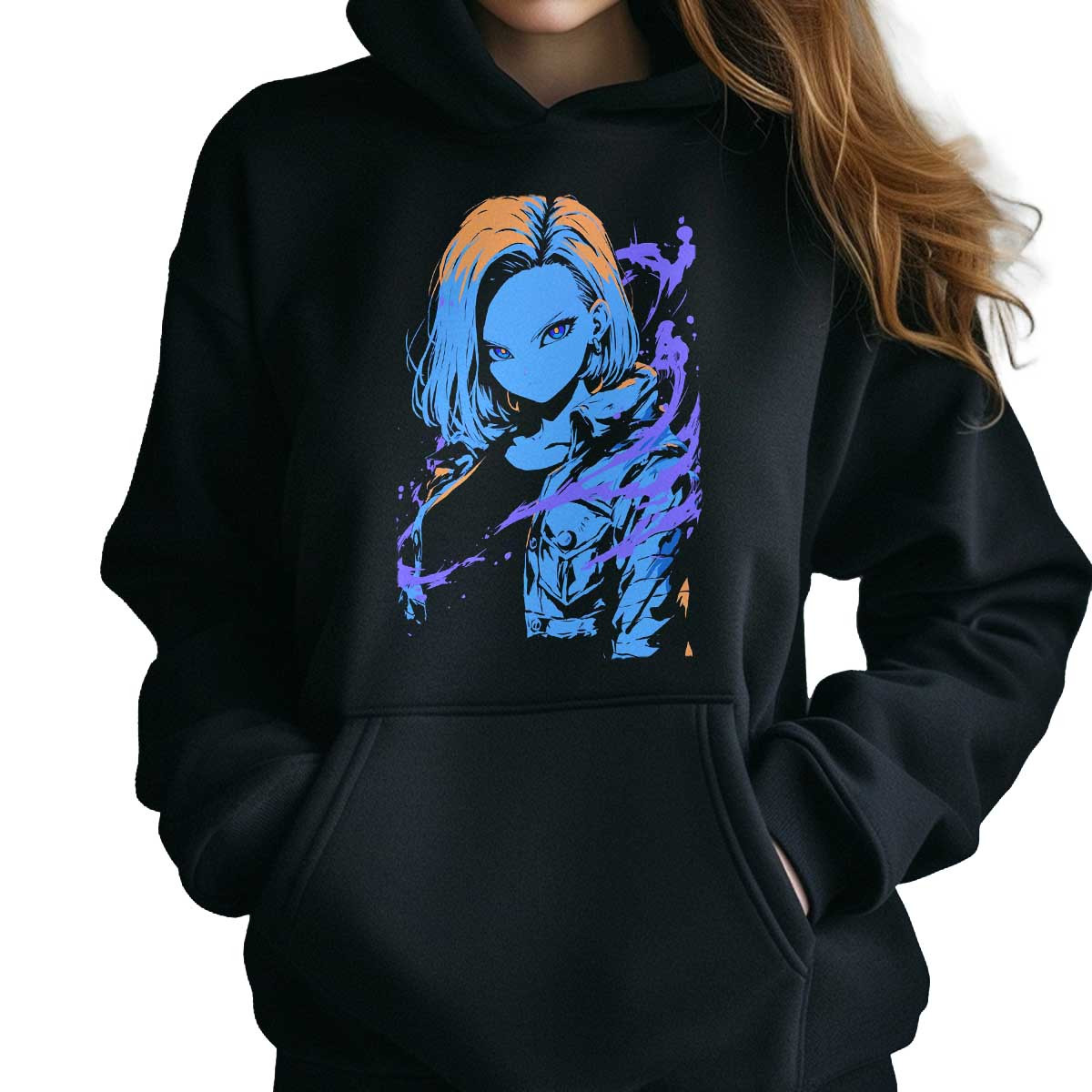 hoodie-anime-android-18-capucha-impactante-en-colores-hueso-y-periwinkle