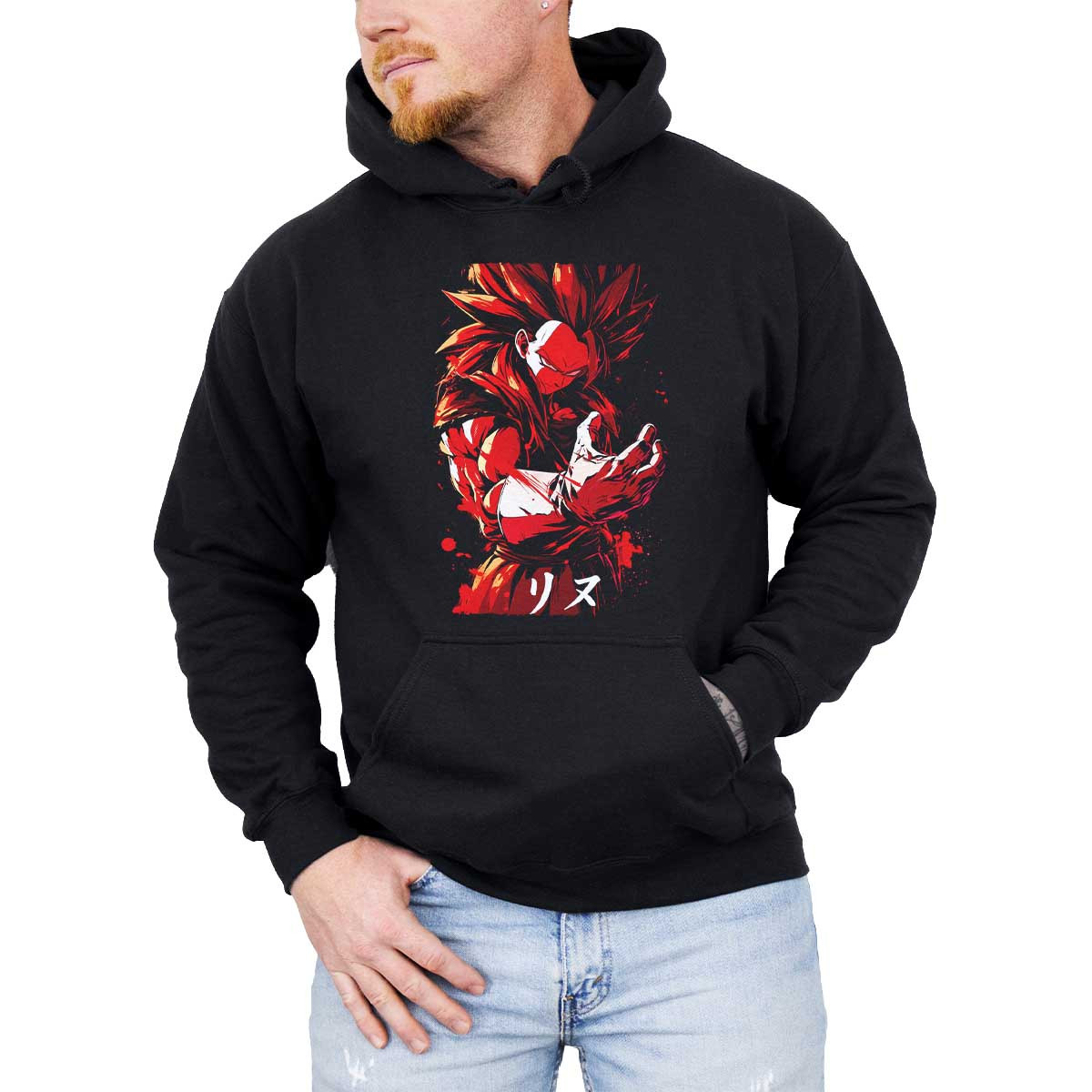 hoodie-anime-hombre-vegeta-super-saiyan-4-en-negro-y-rojo