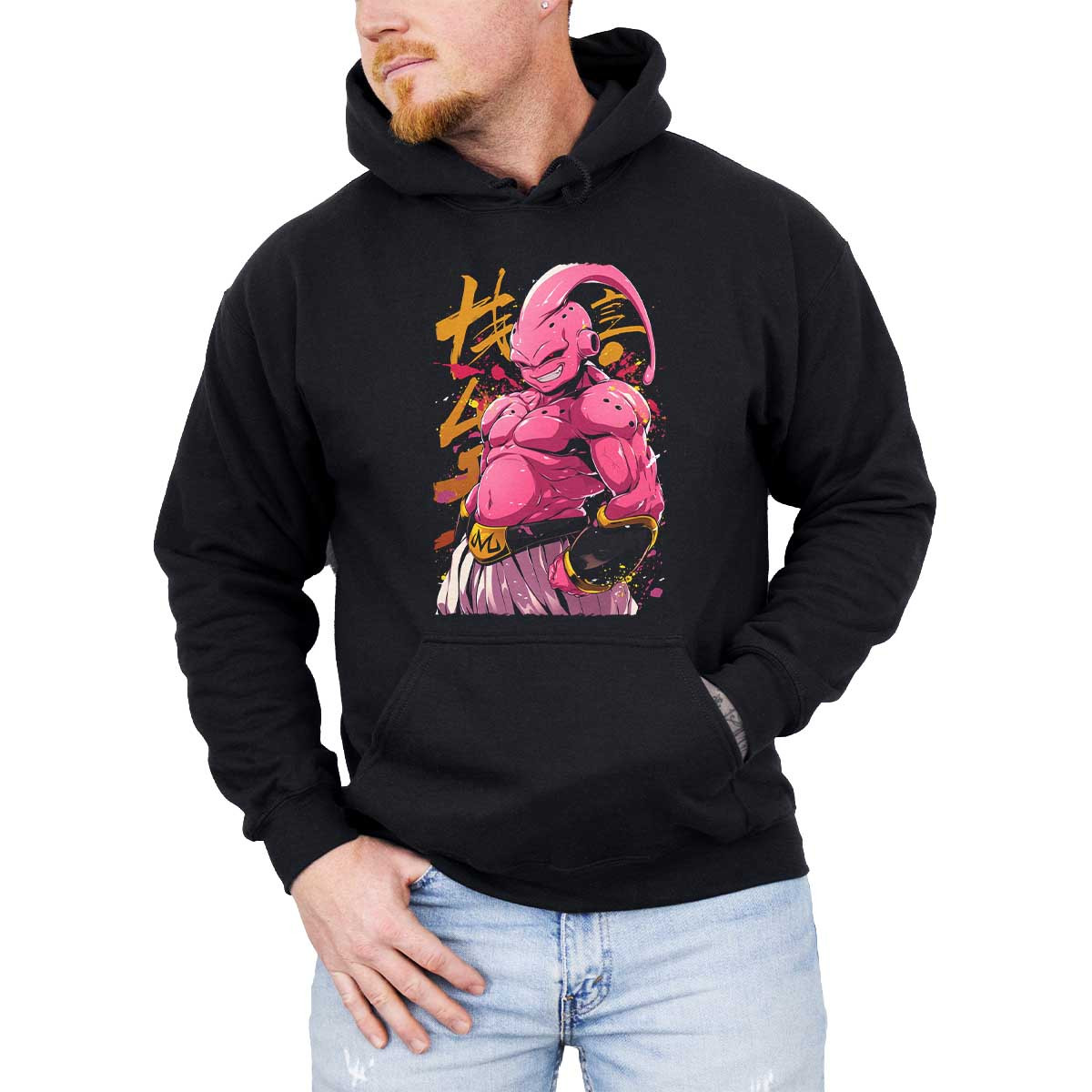 hoodie-anime-majin-buu-sonriendo-travieso-en-rosa-original