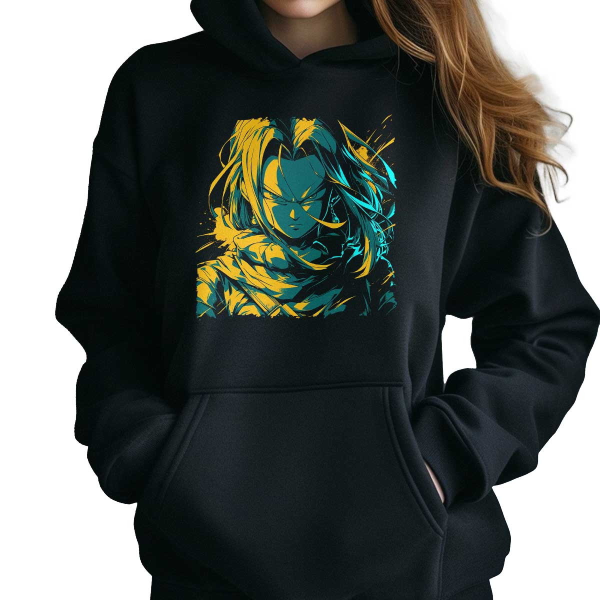 hoodie-anime-mujer-android-17-full-power-multicolor