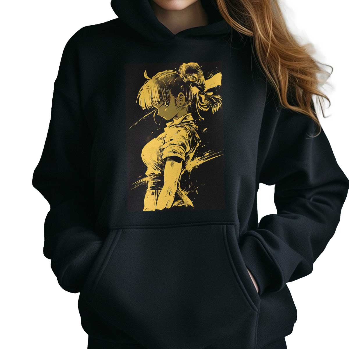 hoodie-anime-mujer-con-magia-negra-bulma-beige-anime-dragon-ball