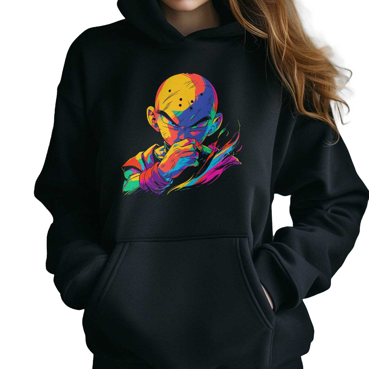 hoodie-anime-mujer-krillin-outline-drawing-en-colores-arco-ris-03
