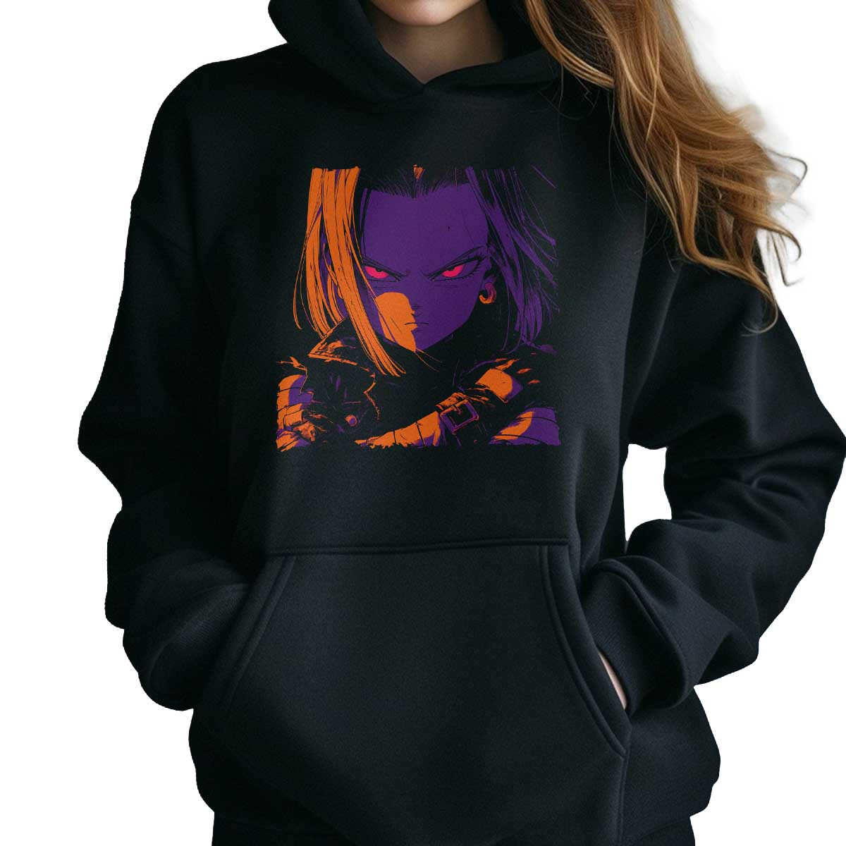 hoodie-anime-mujer-ojos-android-18-en-malva-y-azafr-n