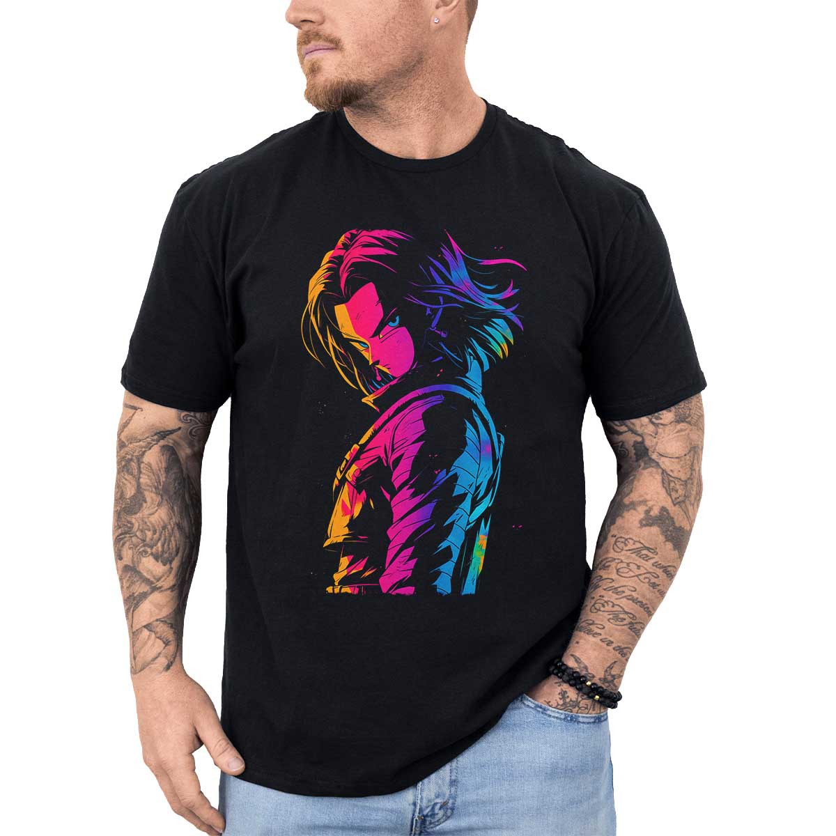 polera-anime-android-17-en-silueta-y-colores-brillantes