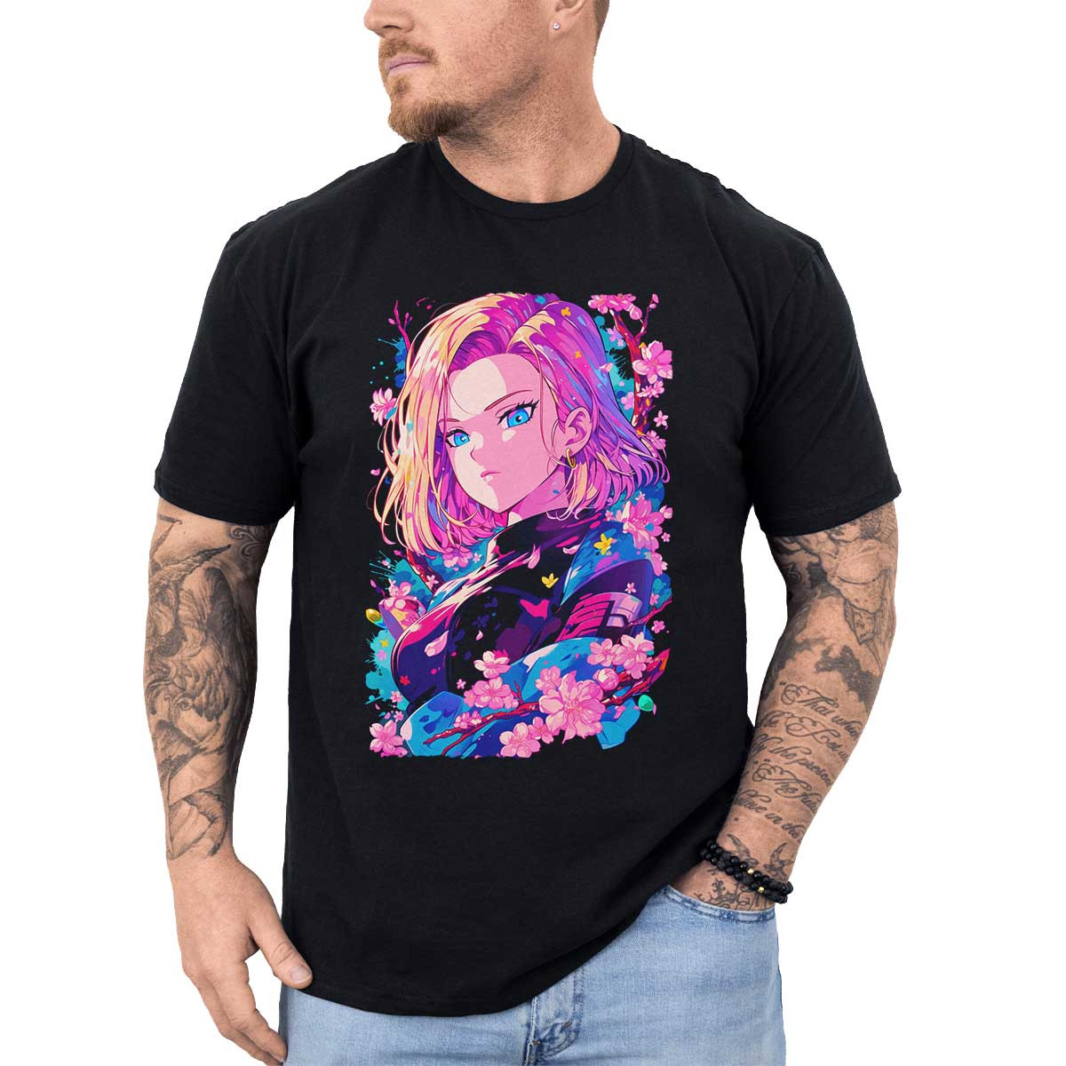 polera-anime-android-18-cherry-blossoms-prismatic-y-acuarela