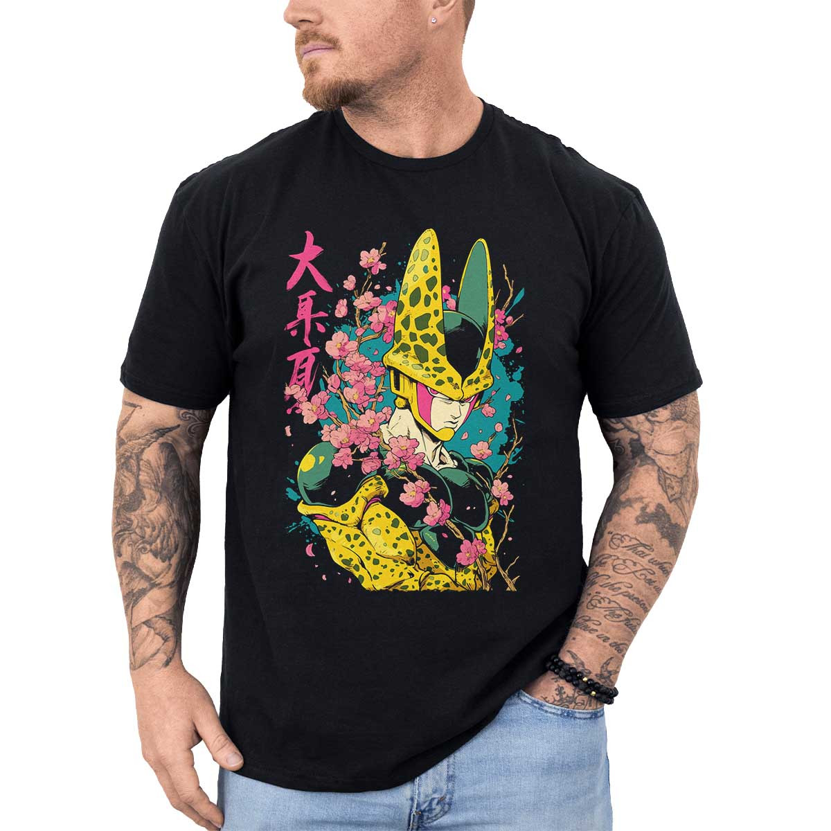 polera-anime-armon-a-cell-con-flores-de-cerezo-en-mostaza-y-capri