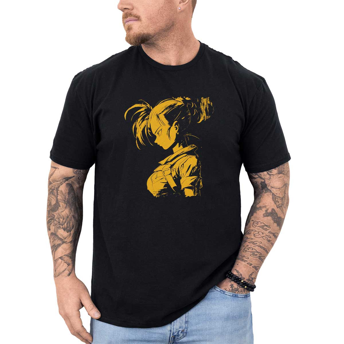 polera-anime-bulma-silueta-elegante-en-tonos-tan-e-ndigo