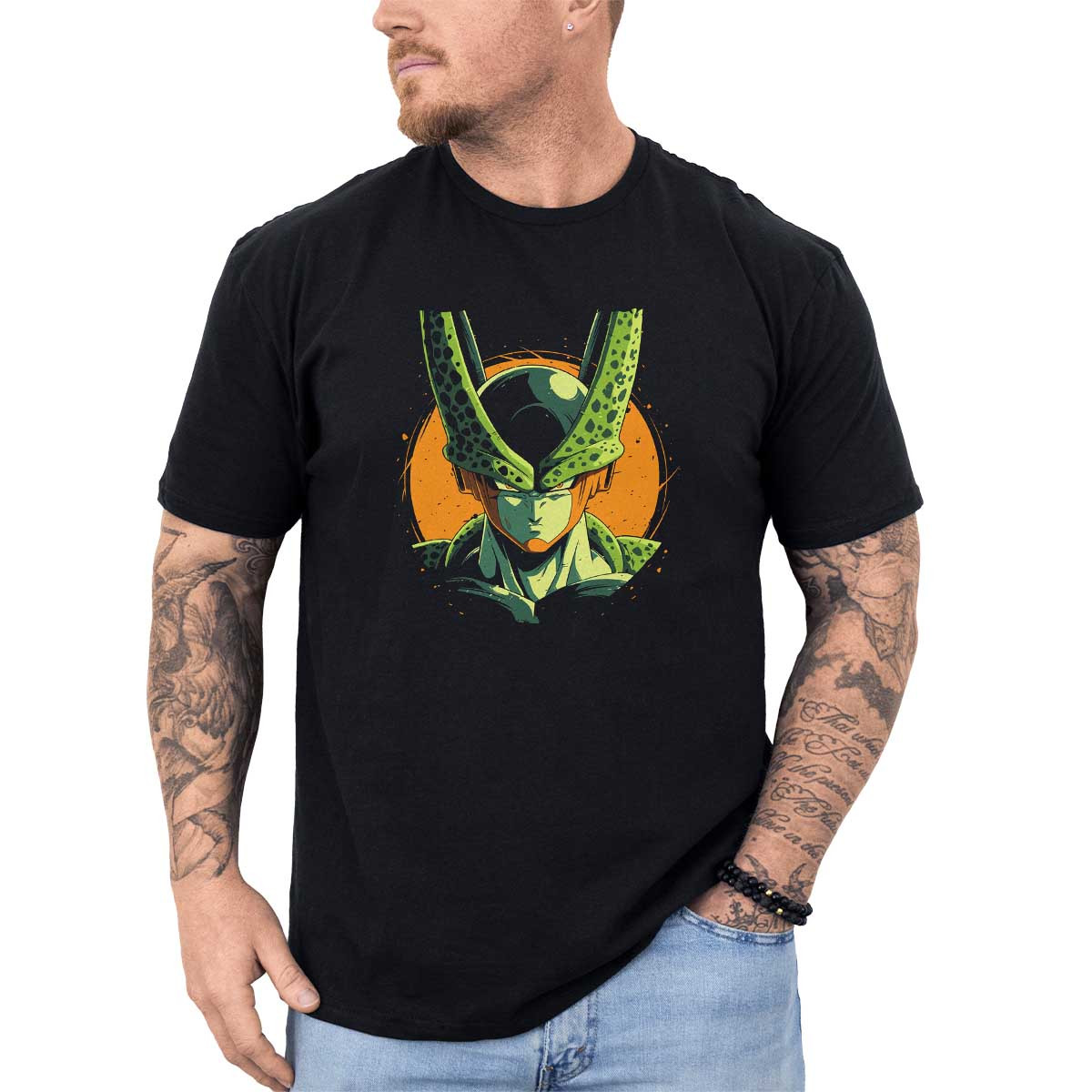 polera-anime-dragon-ball-colores-salvia-y-mandarina-estilo-visual-cell