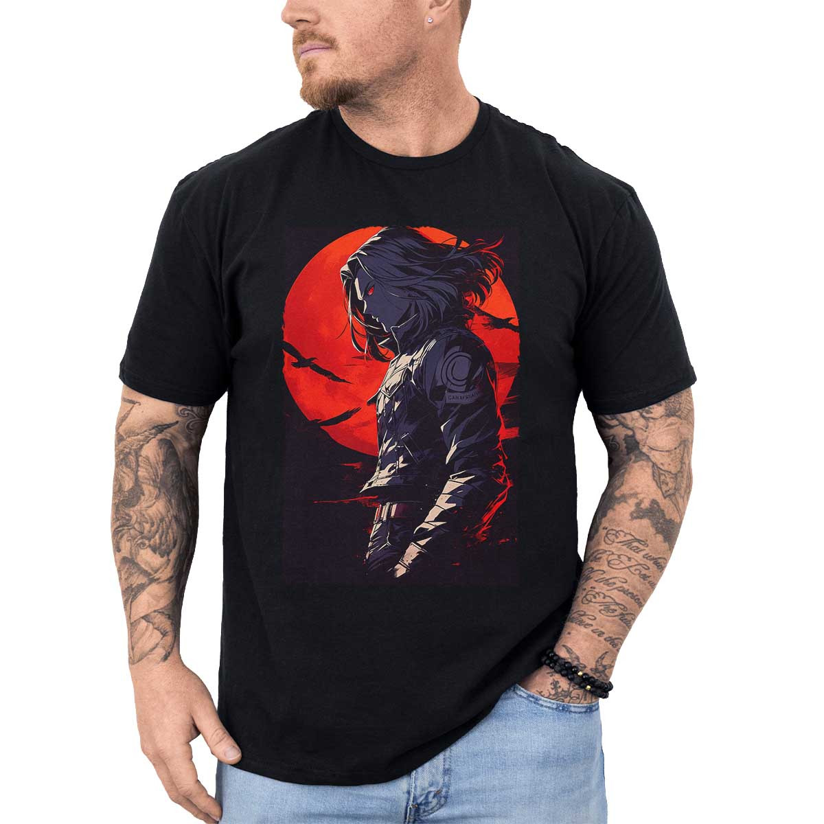 polera-anime-estampada-frontal-street-art-android-17-lienzo-en-rojo