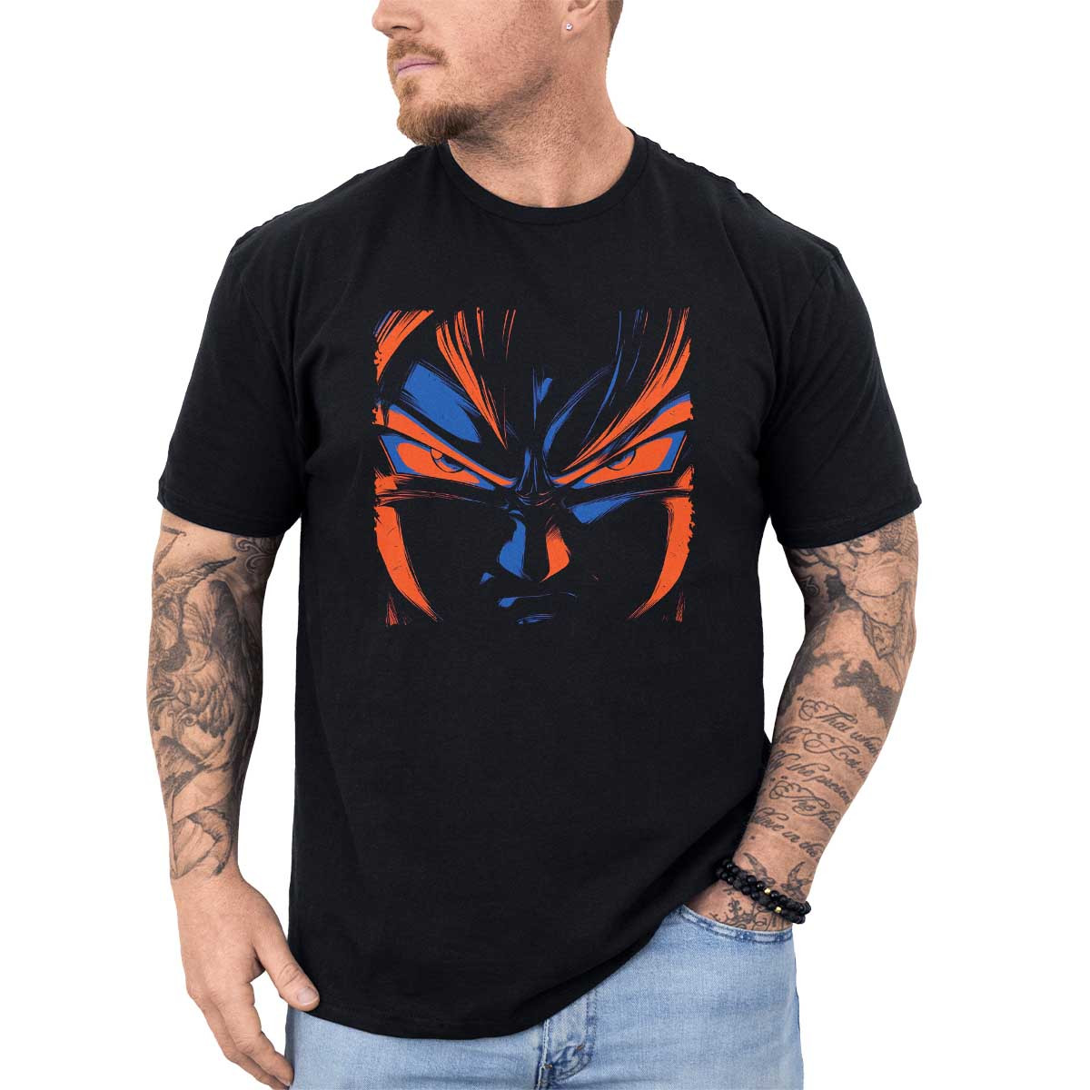 polera-anime-gogeta-ojos-en-primer-plano-coral-y-azul-real